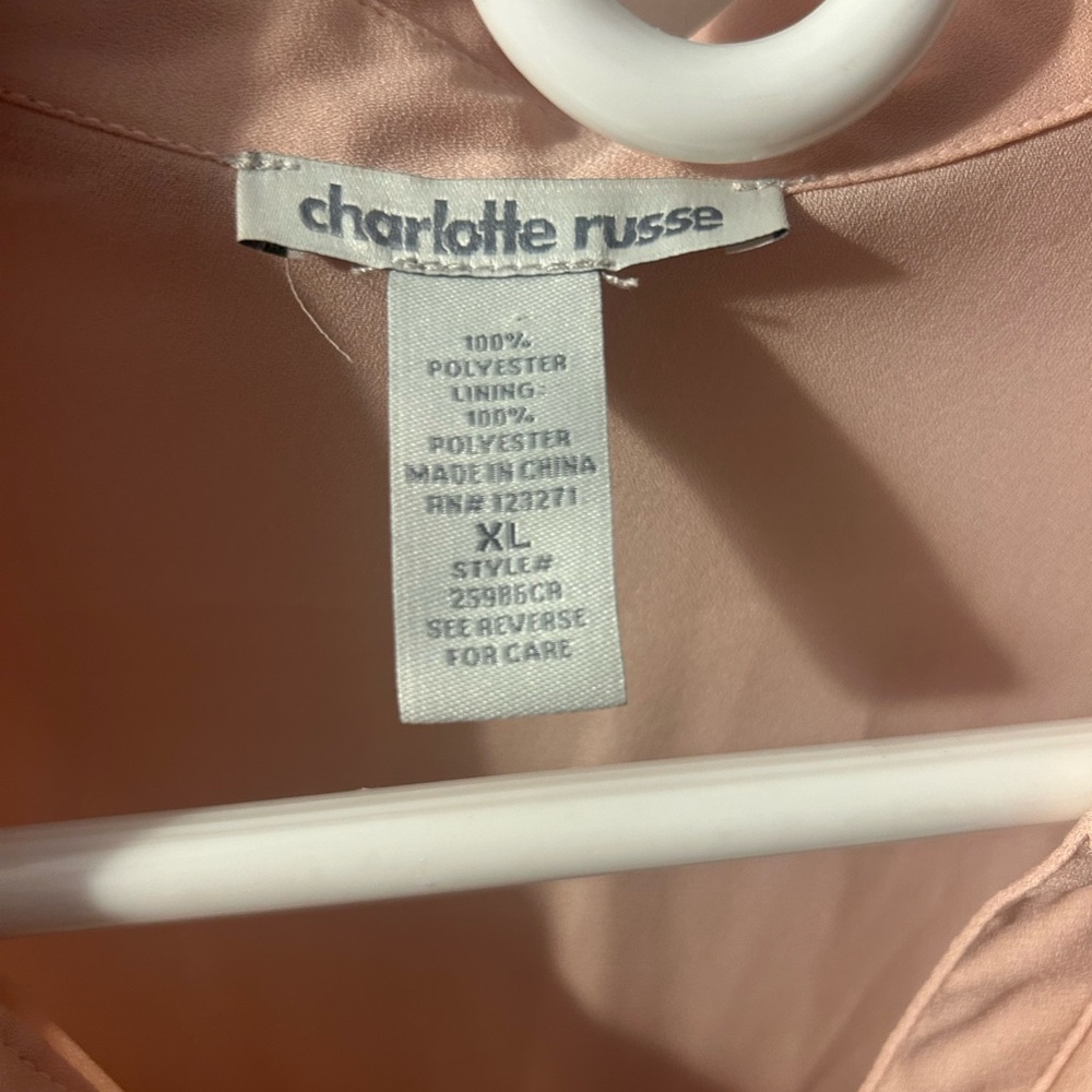 Charlotte Russe Pink Relaxed Tunic with Tie Front - Picture 9 of 10